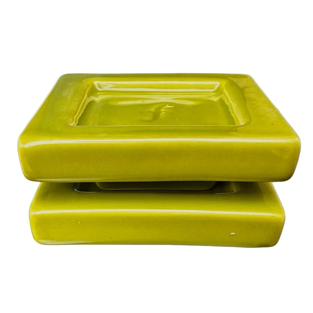 TEA FORTE Ceramic Tea Bag Tray Holder (pair of 2) Green